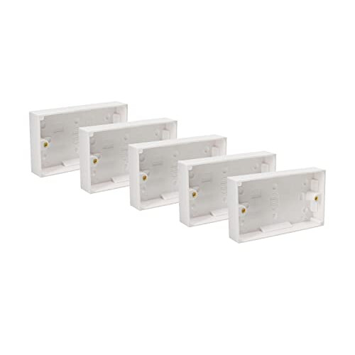 Axiom Surface Mounted Back Box 25mm Wall Pattress Double 2 Gang Electrical Socket, White (10)
