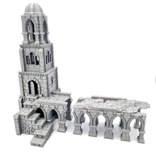 QP3D - Battle Tower Pillars Building, Ruined Terrain Wall Scenery for Tabletop & RPG 28-32mm Miniatures Wargame Props DnD D&D, 3D Printed and