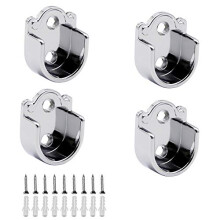 4 Pack Stainless Steel Closet Pole Sockets Flange Socket for Wardrobe Bracket Showe Curtain Rod Easy Installation Or Quick Removal with Screws (25mm)