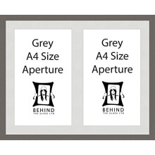 Handmade Grey Picture Frame With Double Aperture Mount - For 2 A4 Images