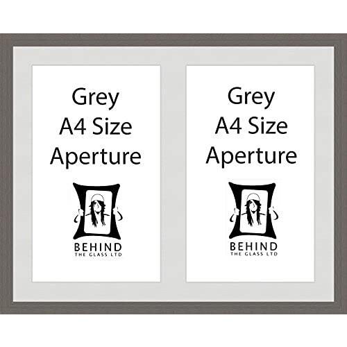 Handmade Grey Picture Frame With Double Aperture Mount - For 2 A4 Images