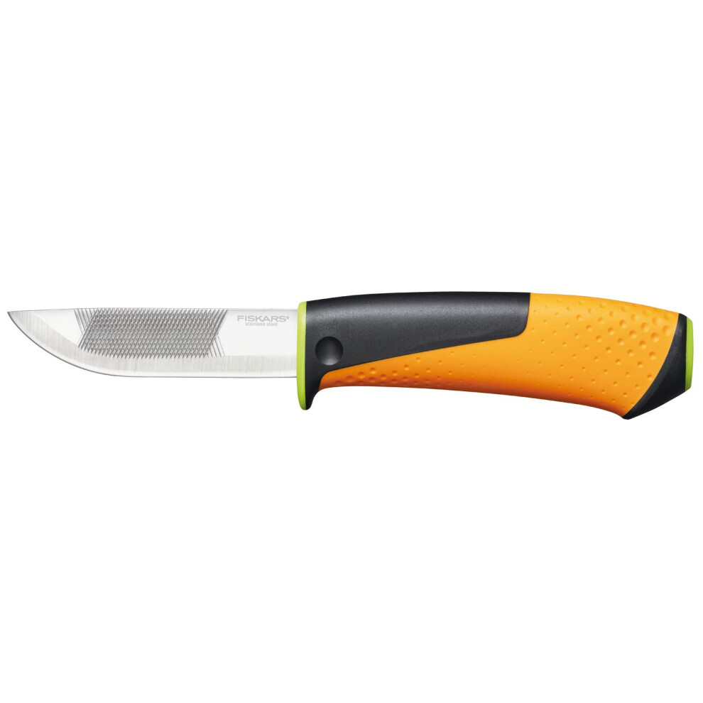 Knife including Holster with Integrated Knife Sharpener, Total length: 21.9 cm, Black / orange / green, 1023619, Standard