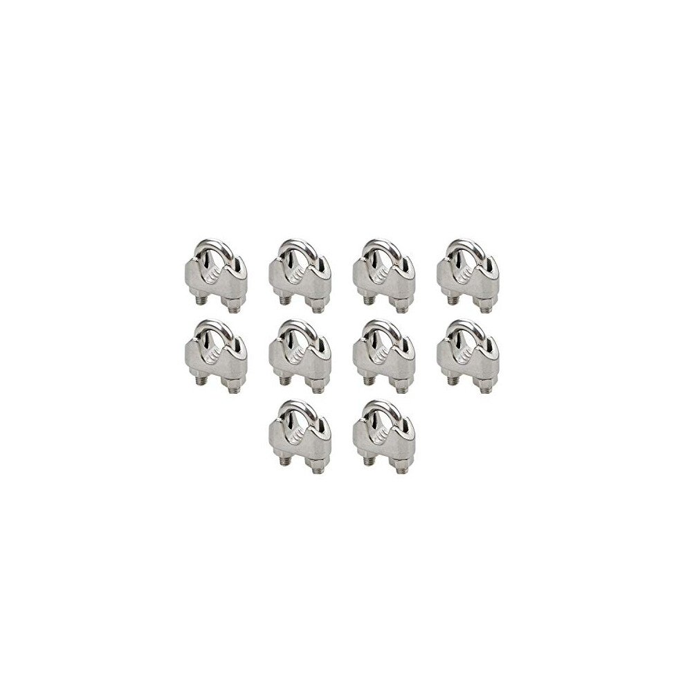 10x Stainless Steel Wire Rope Grip Clip Cable Clamp 6mm Fastener U-Shaped Bolt Clamp Silver Tone