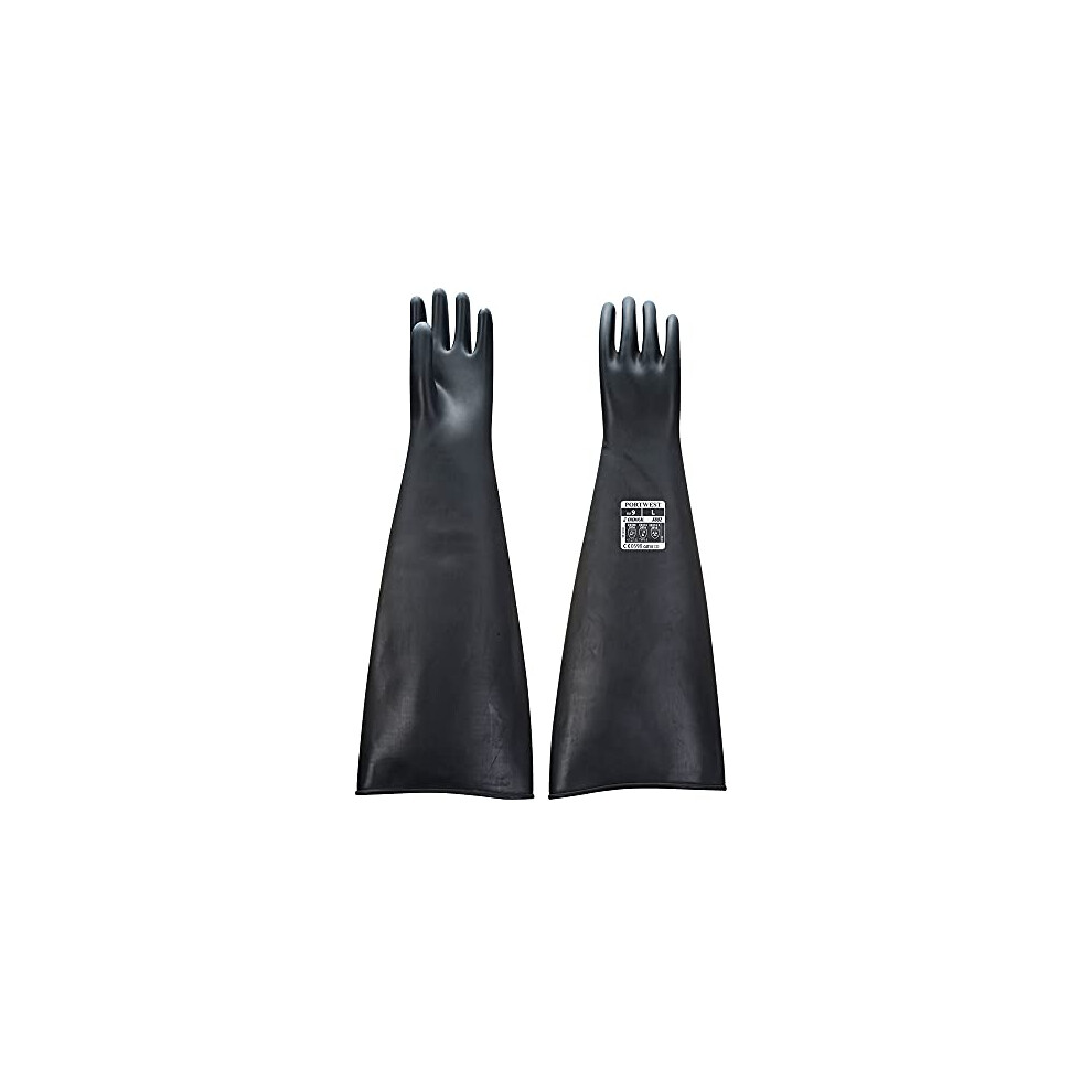 Heavyweight Latex Rubber Gauntlet 600mm, Size: XL, Colour: Black, A803BKRXL