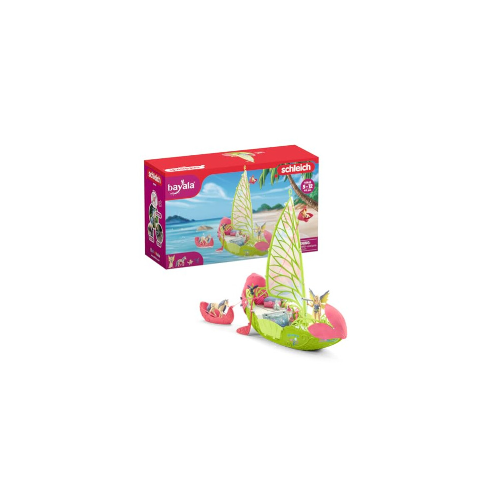 BAYALA â Sera's Magical Flower Boat Playset, 40-Piece Boat Play Set with Fairy Figurine, Unicorn Figurine and Treasure Chest, Fairy Toys for Girls &