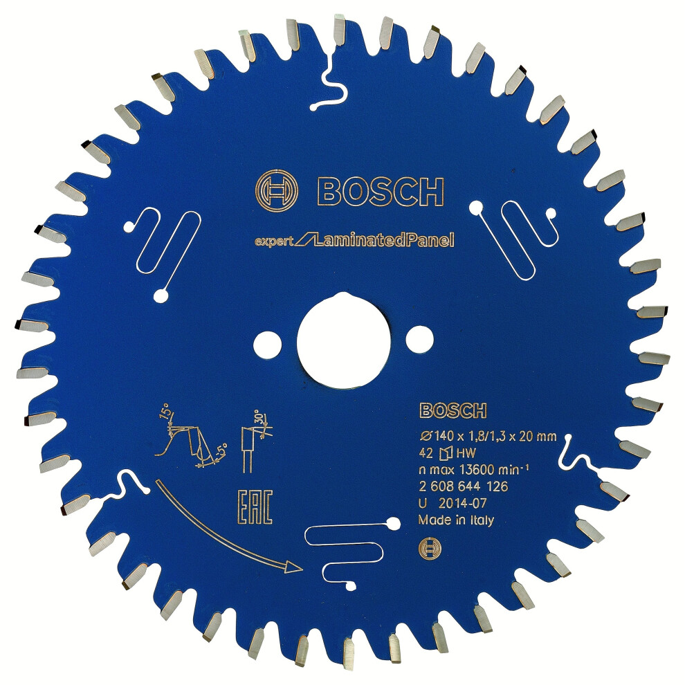 Bosch 2608644126 42T "Expert" Circular Saw Blade For Laminate, 140 X 20 X 1.8 Mm Blue
