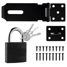 3inch Shed Lock 90Gate Lock 180Door Latch Hasp Shed Door Latch Hasp and Staple with Padlock Door Hasp Lock for Garden Sheds Underground Garages