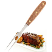 Heritage Oak 6in Carving Fork - Made in Sheffield by Taylors Eye Witness. 15cm Long High Carbon Steel Tines/Prongs. Brass Rivets. Full Tang