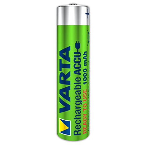 Varta Rechargeable Ready2Use Pre-Charged AAA Micro Ni-Mh Battery (AAA, 1,000mAh, 4-pack), rechargeable without memory effect - ready for immediate use, 1