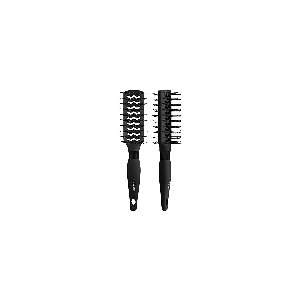 Tb Tools For Beauty Black T4b Lussoni Duovent Brush Professional Double-Sided Styling Hair Brush For Short And Very Short Hair, Detangling Brush, Anti-Static, 1 Piece