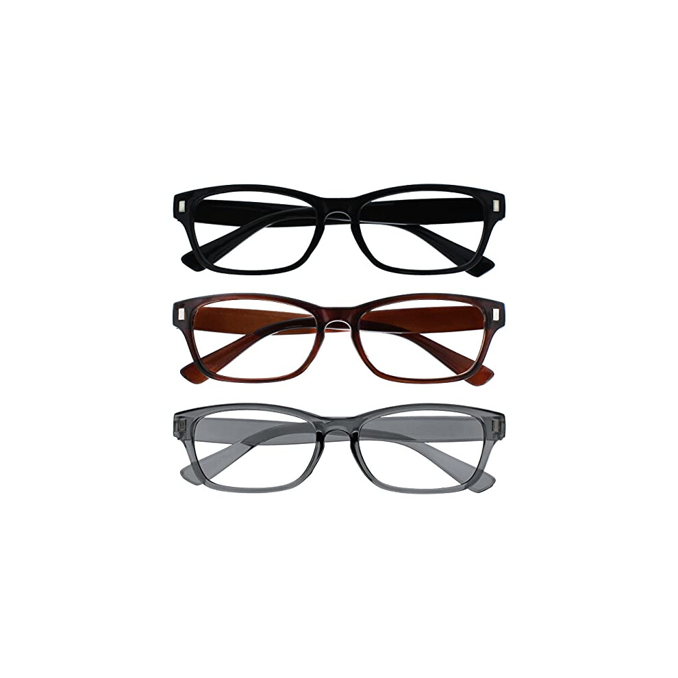 The Reading Glasses Company Black/Brown/Grey Readers Value 3 Pack Mens Womens Rrr77-127 +2.00