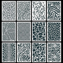 12PCS Leopard Painting Stencils Cheetah Print Stencil Animal Skin Template Reusable Stripe Templates for Floors Walls Fabrics Furniture Decor Art