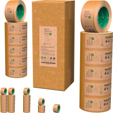 Kraft Paper Packing Tape 48mm x 50m | Brown Paper Tape for Strong Parcel Packaging | 1/3/6/12 Pack | Recyclable & Eco Friendly (12)