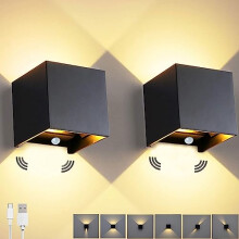 6W Indoor LED Wall Light, Motion Sensor Wall lamp, 3000K Warm White Wall Lights with Rechargeable Battery Operated, Adjustable Beam Angle Night Light