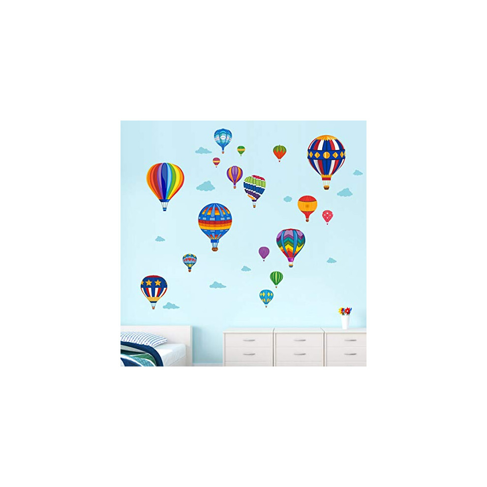 Runtoo Hot Air Balloon Wall Decals Kids Adventure Wall Stickers Bedroom Classroom Playroom Nursery Wall Art Décor