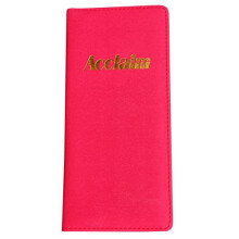 Rigid Lawn Bowls Bowling Scorecard Holder Lightly Padded Plain Colour Sparkle Finish 23 cm x 11 cm with Spring Clip & Pen Loop (Red)