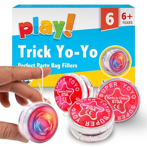 6pk Light Up YoYo Party Bag Fillers Colourful Fun Trick YoYo for Kids Light Up Yo Yo Kids Magic YoYo Kids Responsive YoYo Ball Kids YoYo