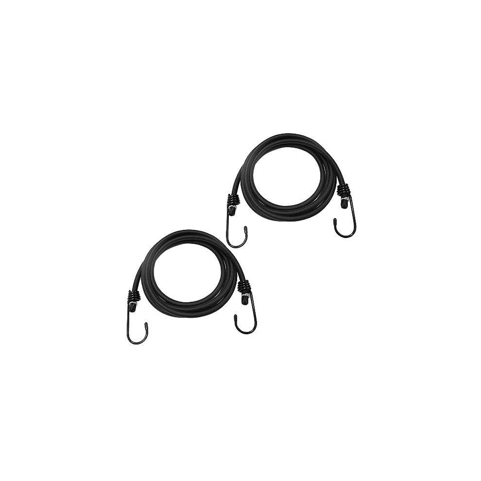 2 Pcs Bungee Cords With Hooks 2M,Heavy Duty Weatherproof & Uv-Resistant Elastic Bungee Straps For Securing Tarps,Luggage,Tents,Camping-Black 715444937620