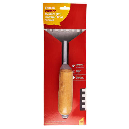 G1610 280mm (11") Notched Float Trowel with Wooden Handle 1