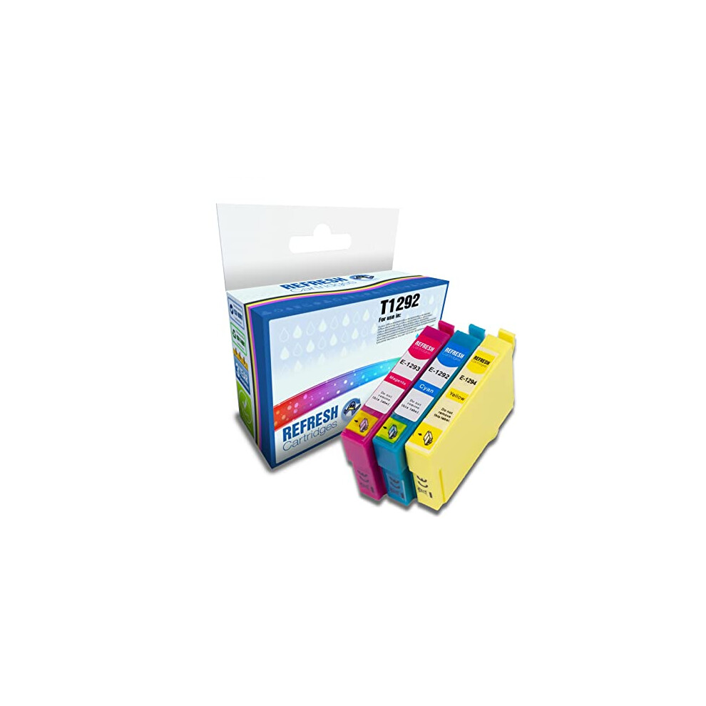 Remanufactured Ink Cartridge Replacements Set Of 3 Colours For Epson T1292, T1293, T1294 (Cyan, Magenta, Yellow) Blue,Pink,Yellow 5055428248430
