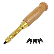 Adjustable Screw Hole Punch Auto Leather Tool Bookbinding Drill Tool,Paper Punch,Craft Punches, 6 Tips Sizes 1.5mm 2mm 2.5mm 3mm 3.5m 4mm