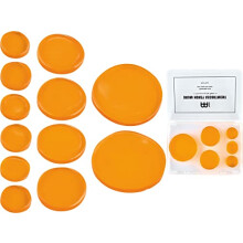 Tamponi in gel smorzanti al miele per tamburo, assortimento da 12 pezzi con diverse dimensioni, include contenitore e divisori (MDHA), arancione