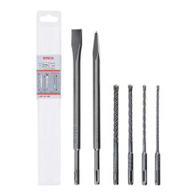 Bosch Professional 2607017585 6 Piece SDS Plus-5 Hammer Drill Bit and Chisel Set (for Concrete and Masonry; Accessories: Rotary Hammer) Amazon