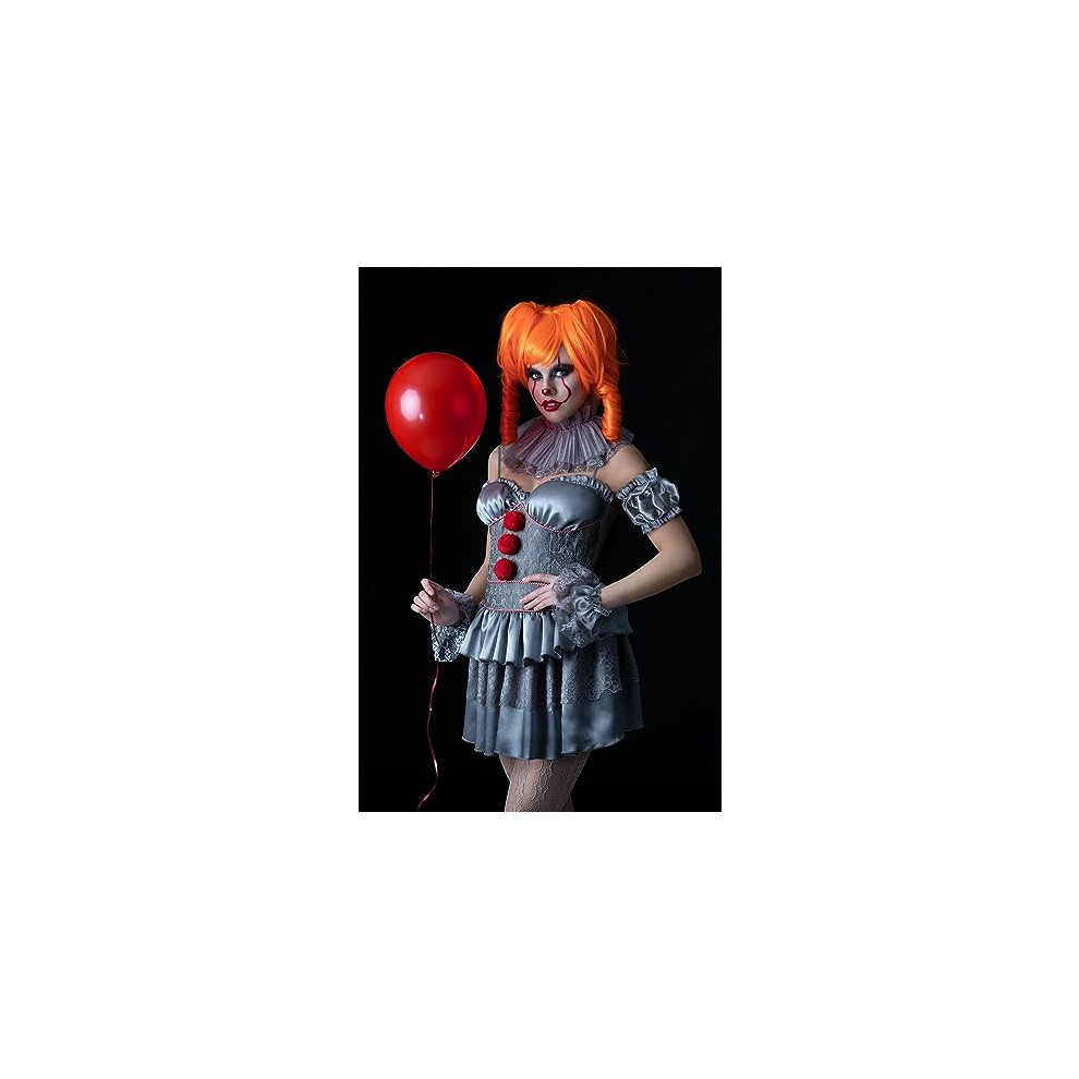 81001 Chapter Two, Pennywise Ladies Costume, Women, Grey & Red, L-UK Size 16-18