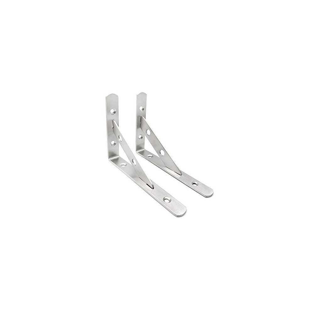 2 Pcs Shelf Brackets, Heavy Duty Floating Shelves Brackets, Wall Mount Metal Shelf Brackets, 90 Degree L Shape Shelf Bracket with Screw, Silver