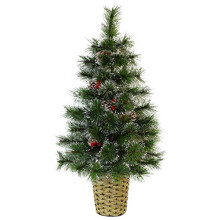 Christmas Concepts 90cm Decorated Frosted Wall Tree With Natural Cones & Berries - Wall Christmas Tree
