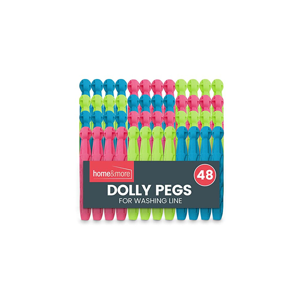 48pk Plastic Dolly Pegs For Washing Line | Heavy Duty Dolly Washing Pegs | Plastic Clothes Pegs for Washing Line | Strong Plastic Pegs for Washing