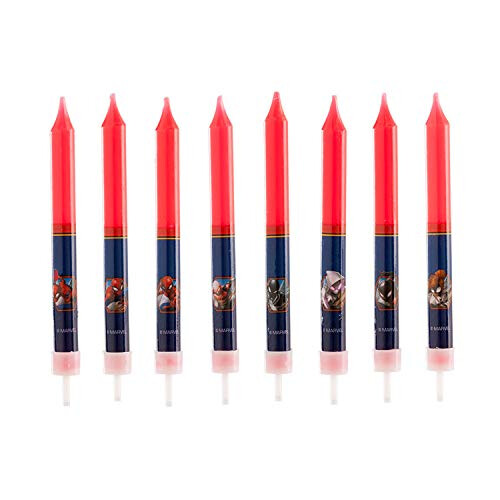 8 Spiderman birthday candles 9 cm