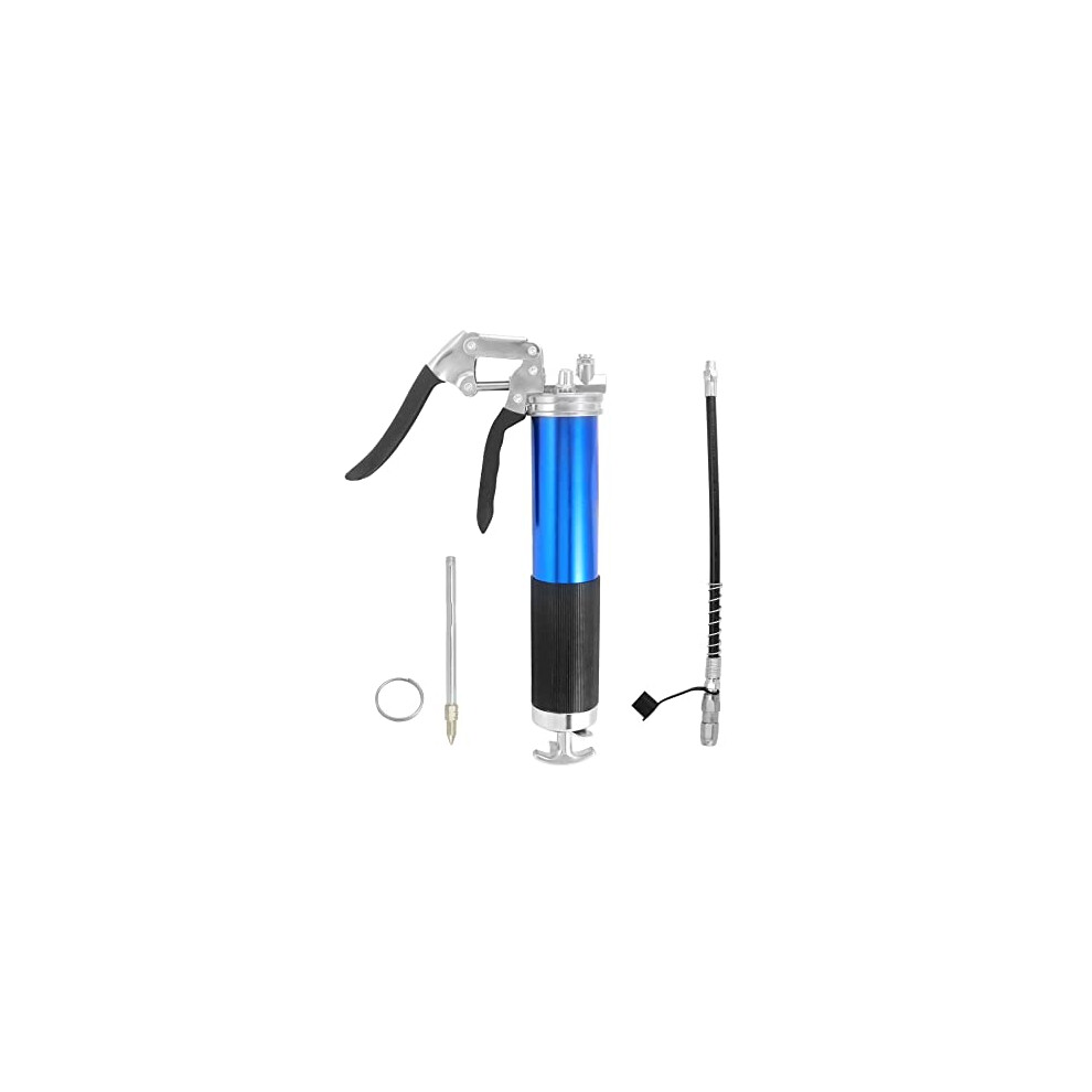 Qwork Heavy Duty Grease Gun, Grease Gun Tool, 6000Psi-7000Psi, 14Oz With Flex Hose, Rigid Extension And Nozzle, Blue 795973817037