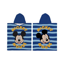 Official Disney Mickey Mouse Hooded Towel Poncho 115x50 cm | Sea Stripe Design | 100% Cotton, Soft Bath & Beach Robe - DMMIPETW001UK