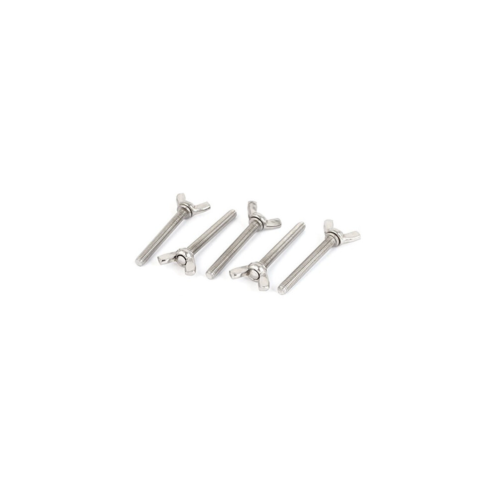 M6 X 50Mm Thread 304 Stainless Steel Wing Bolt Butterfly Screw Fastener 5Pcs 709874032550