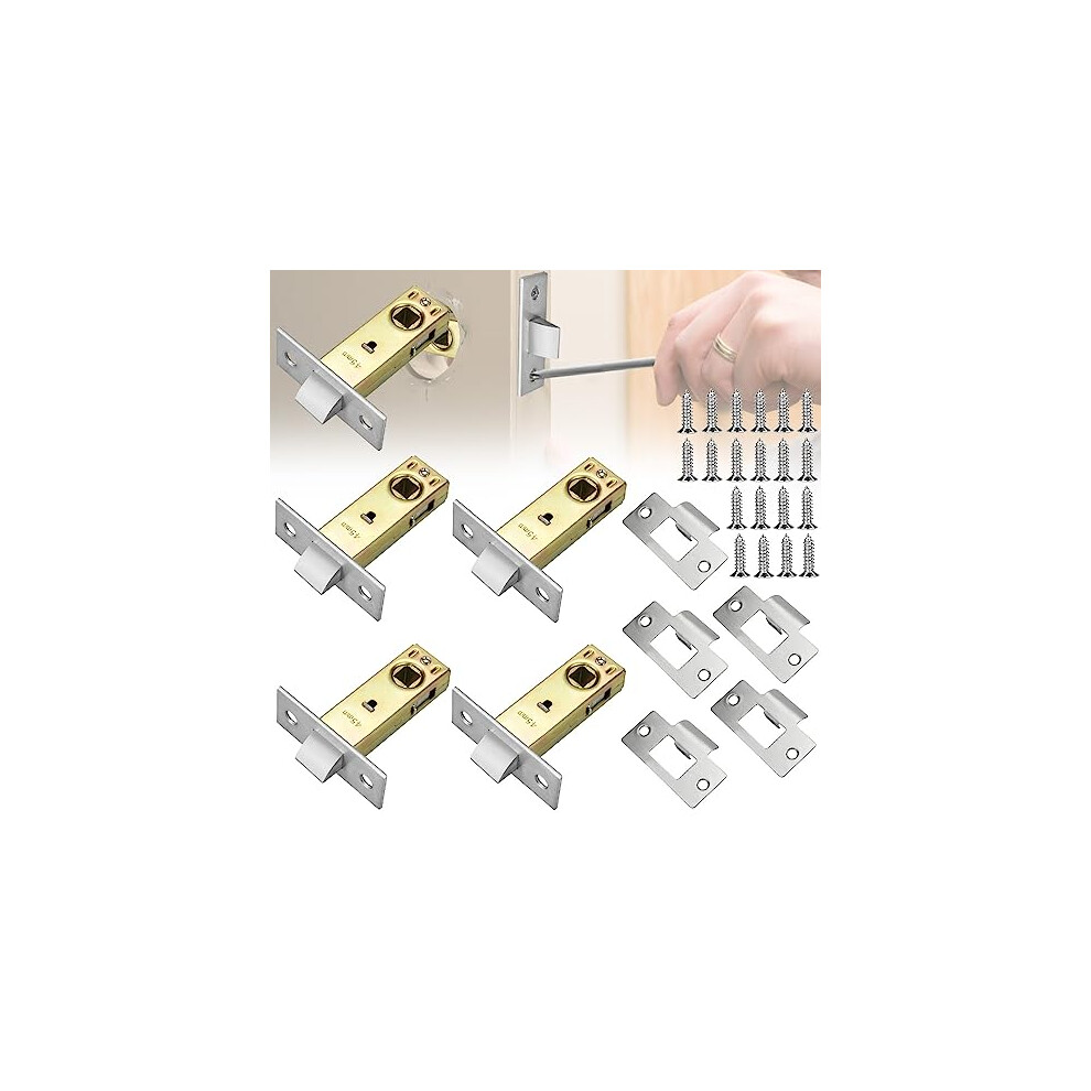 5PCS Tubular Latch Set 45mm Tubular Mortice Latch Tubular Door Latch Lubricant Rebate Standard Tubular Latch with Plate And Screws For Internal Doors