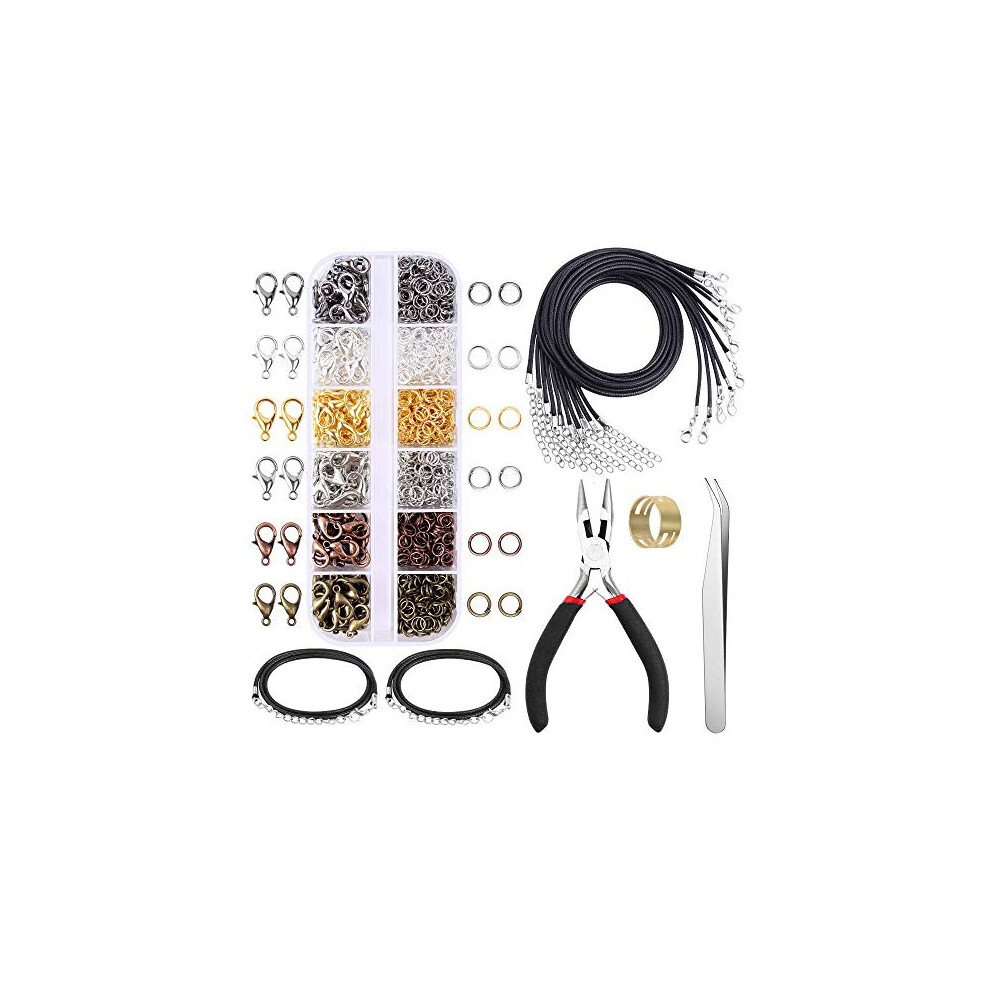 973 Pieces Jewelry Making Kit Findings Set with Plier Tweezers and Wire for Jewelry Necklace Bracelet Making Repair DIY Craft Supplies