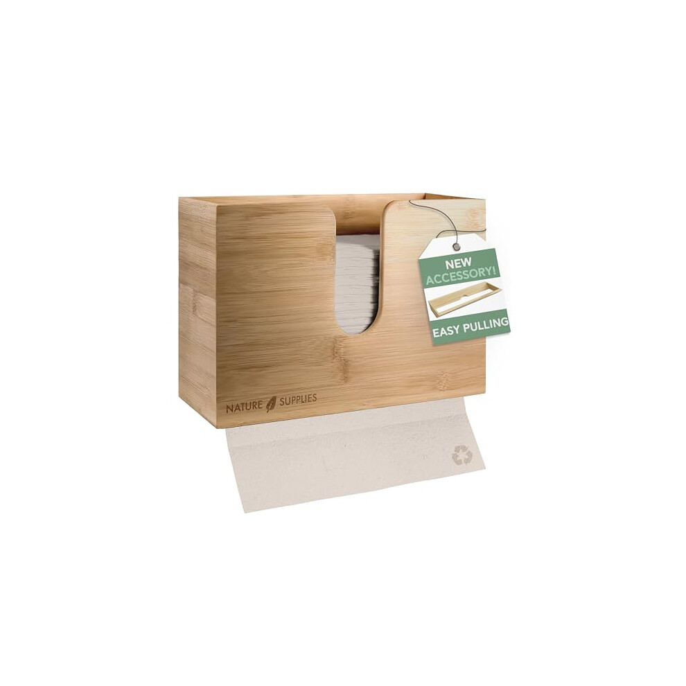 | Bamboo Paper Towel Dispenser Wall Mounted | C-fold, Z-fold, V-fold, Multifold Kitchen & Bathroom Paper Towel Holder | Commercial Paper Hand Towel