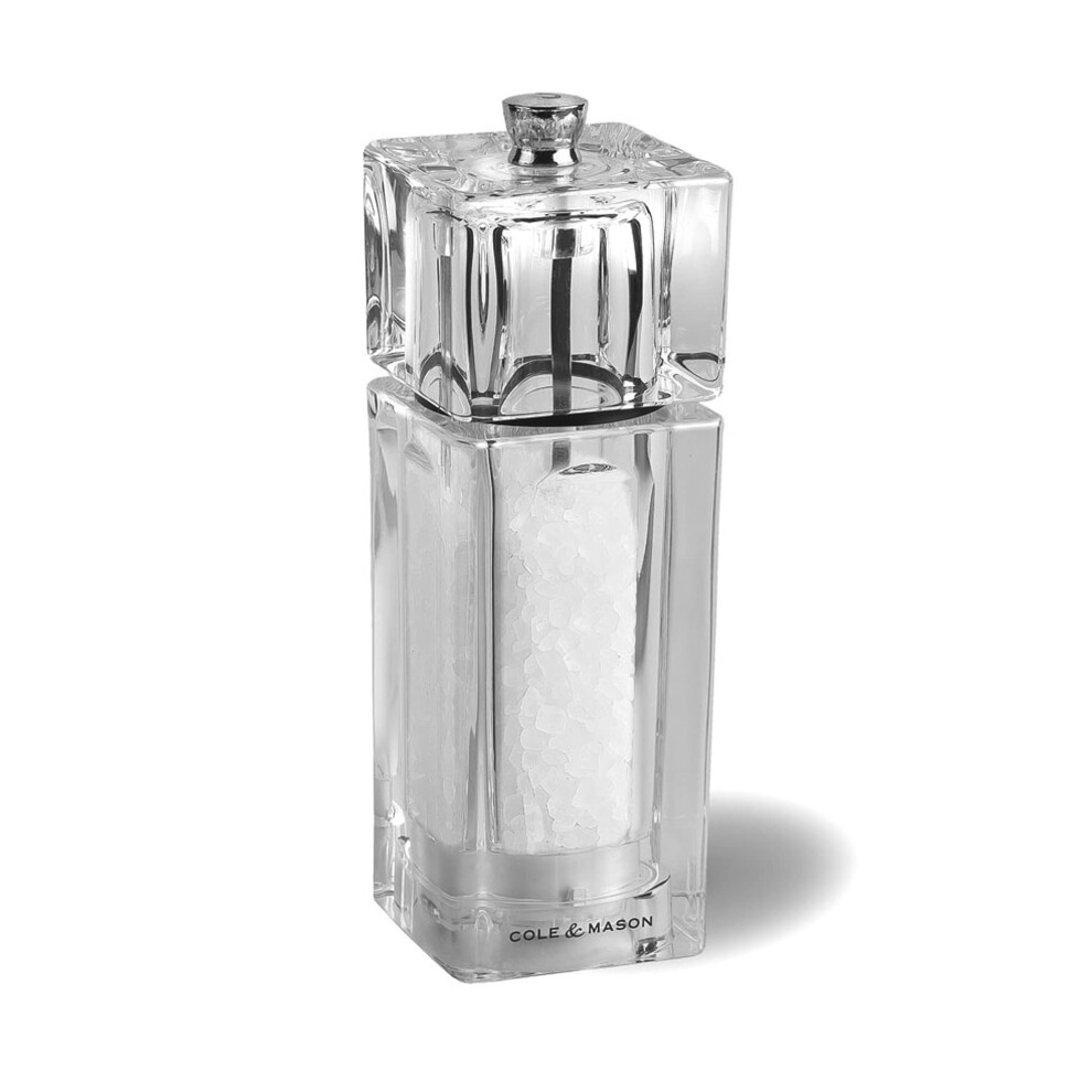 H33502P Cube Clear Salt Mill, Precision+, Acrylic, 145 mm, Single, Includes 1 x Salt Grinder