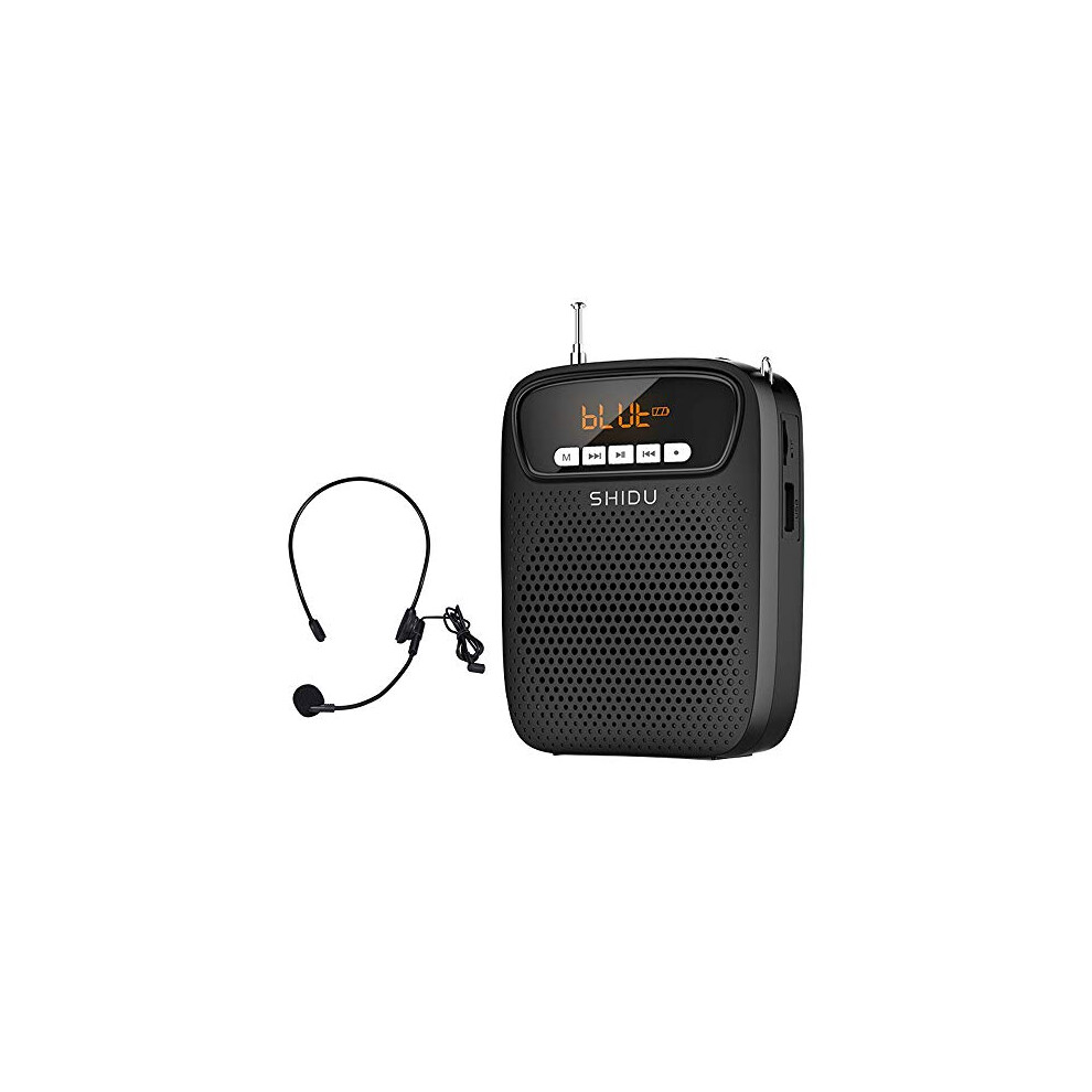 Bluetooth Voice Amplifier with Wired Microphone, 15W 2000mAh Rechargeable Battery Portable Audio System Clip on Microphone Speaker for Teachers