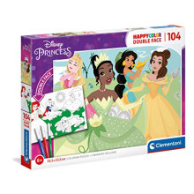 25714, Princess Double Face Supercolor Puzzle for Children - 104 Pieces, Ages 6 years Plus