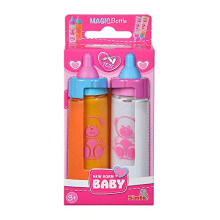 105560011 New Born Baby Magic Milk Bottles, Pack of 2, for Baby Dolls, Toy Dolls, with Disappearing Contents, 1 x Milk, 1 x Juice, 12 cm, Doll