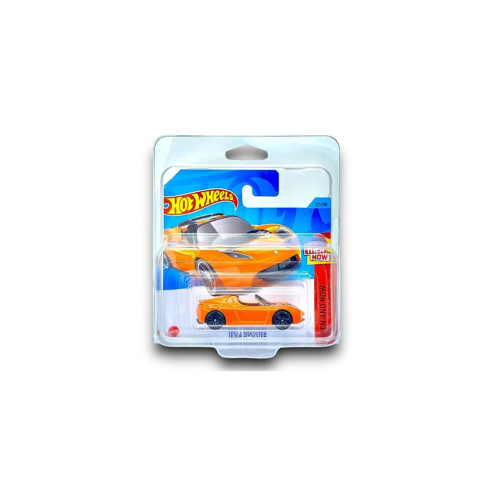 Tesla Roadster (Orange) - 6/10 Then and Now - 2023-217/250 (Short Card) - COMES IN A KLAS CAR KEEPER PROTECTOR COLLECTORS CASE - HKJ44