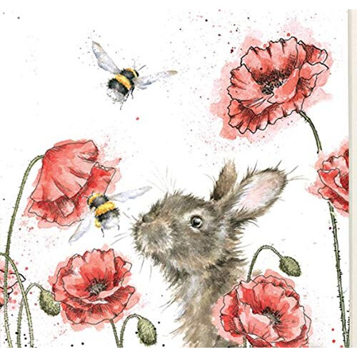 Wrendale Rabbit Print on White Square Canvas 20 Centimetre Let It Be