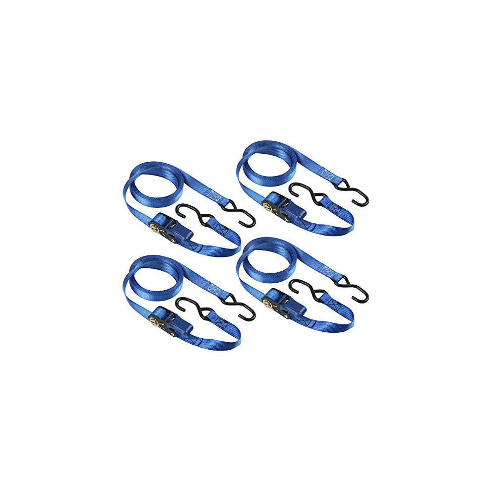 4367EURDAT Certified Ratchet Strap with S Hook, Blue, 5m x 35mm Straps, Pack of 4