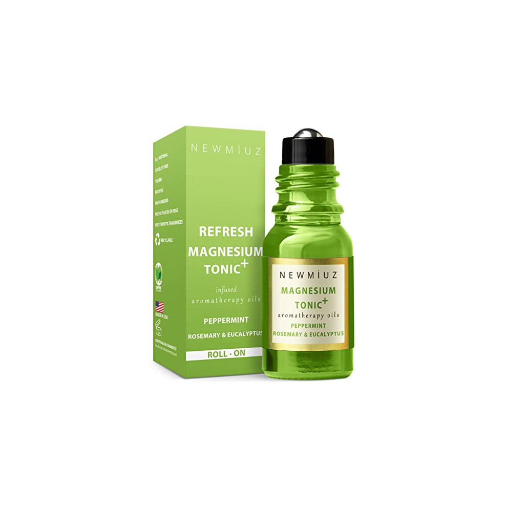 New Miuz Migraine Rollon Stick - Ease Tension & Headache Relief - Magnesium Peppermint Rosemary Eucalyptus Essential Oils - Sinus Aromatherapy Cooling