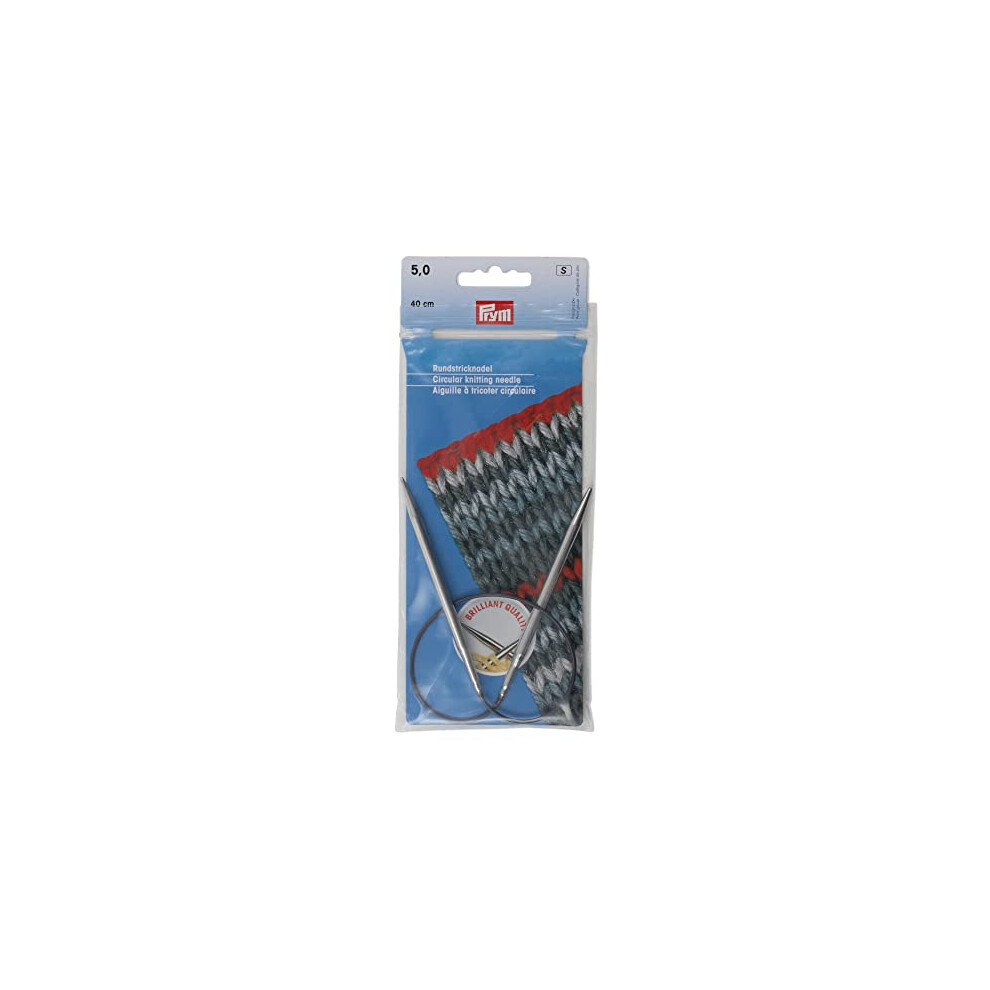 Circular Knitting pins Brass 40 cm 5.00 mm Silver col
