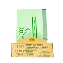 Extra Strong Premium Garbage Bags Compostable DROWNSTRING Biodegradable Bin Liners 6L/10L/30L Food Waste Bags Made from Plants with Certificate