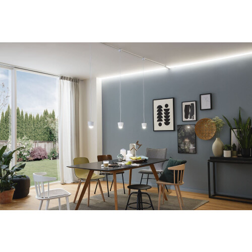 70262 Delta Profile with Diffuser for LED Strips 1 m skirting Board anodised Plastic Illuminated Edging, Aluminium, Satin 1