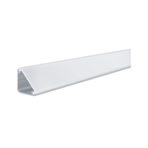 70262 Delta Profile with Diffuser for LED Strips 1 m skirting Board anodised Plastic Illuminated Edging, Aluminium, Satin